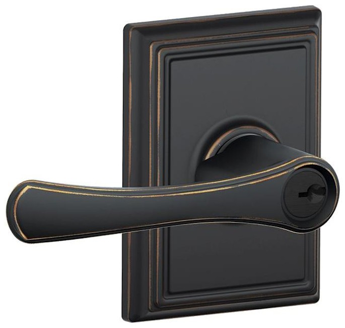 Schlage F170 VLA 716 Add Avila Addison Trim Non-turning Door Lever - Aged Bronze