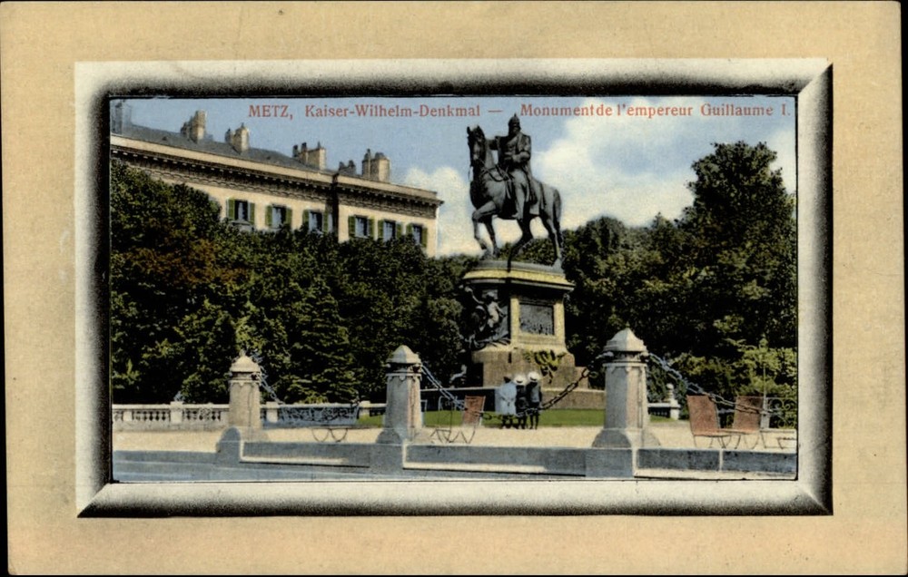 Kaiser Wilhelm Denkmal Metz Moselle France vintage postcard s069