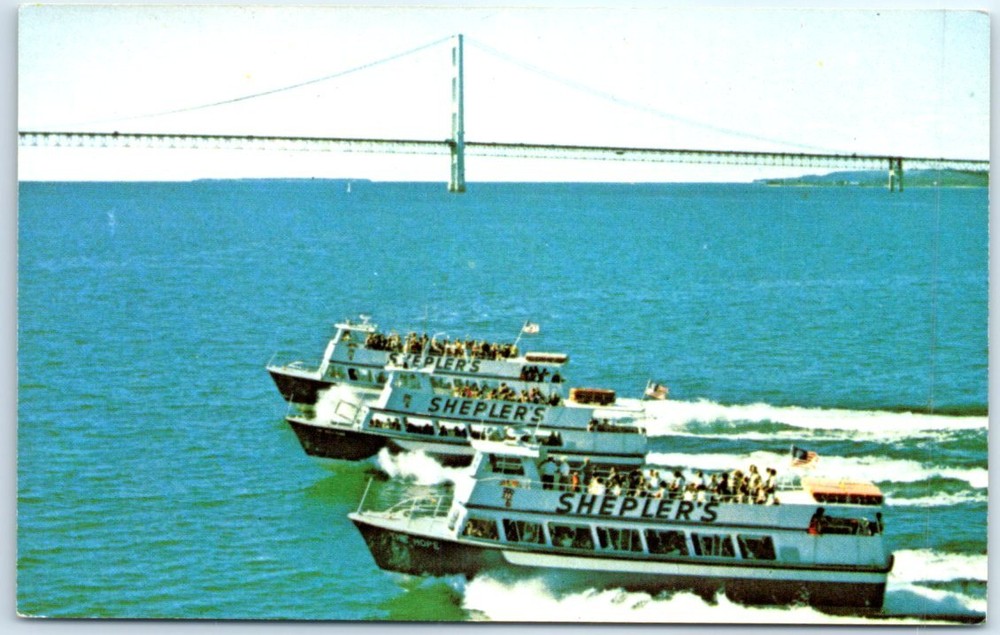 Postcard - Shepler's Mackinac Island Ferry Boats - Mackinaw City, Michigan