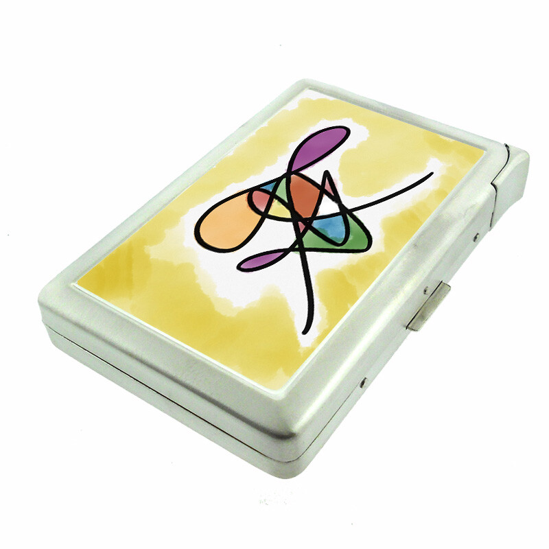 Abstract Art Em2 Cigarette Case with Built in Lighter Metal Wallet-image