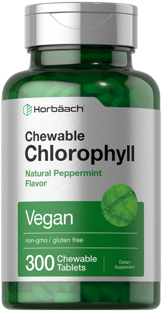 Chlorophyll Tablets | 300 Chewables | Peppermint Flavor | Vegan | by Horbaach