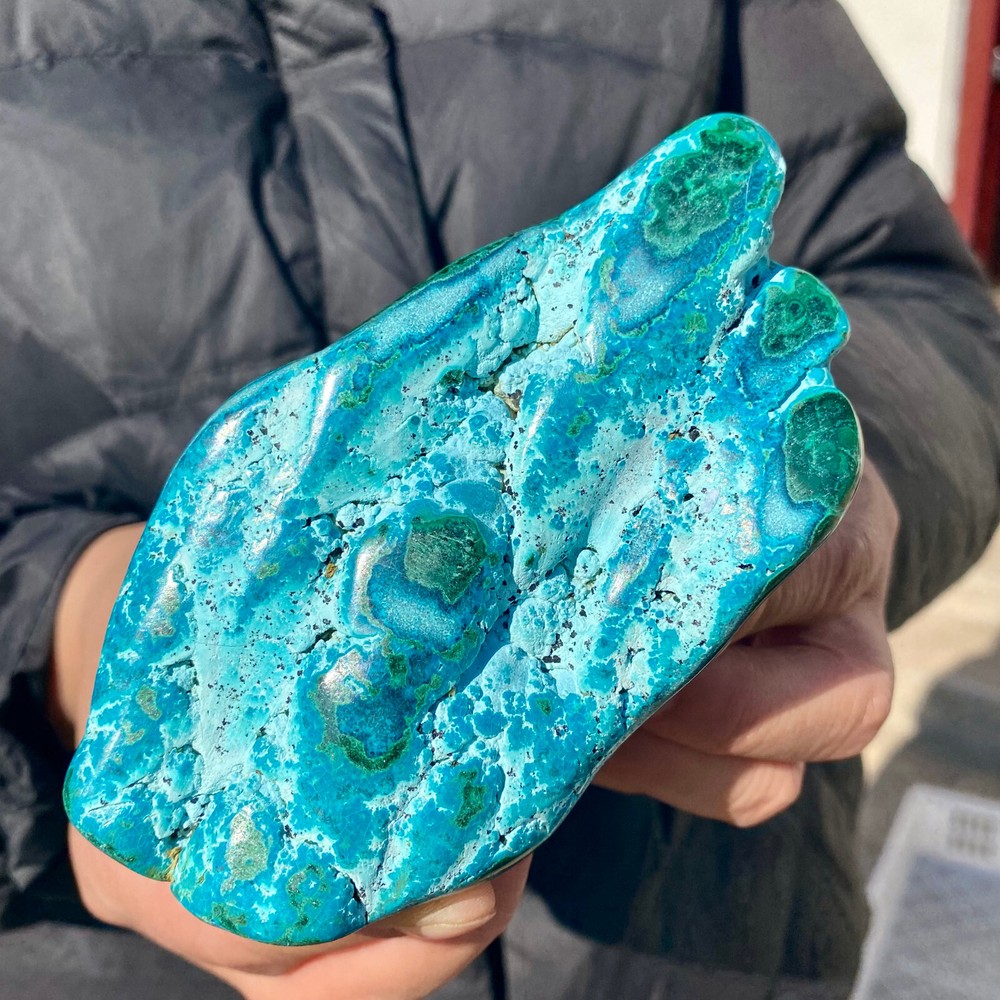 307G  Natural polyphenylidene malachite crystal gloss mineral decoration -