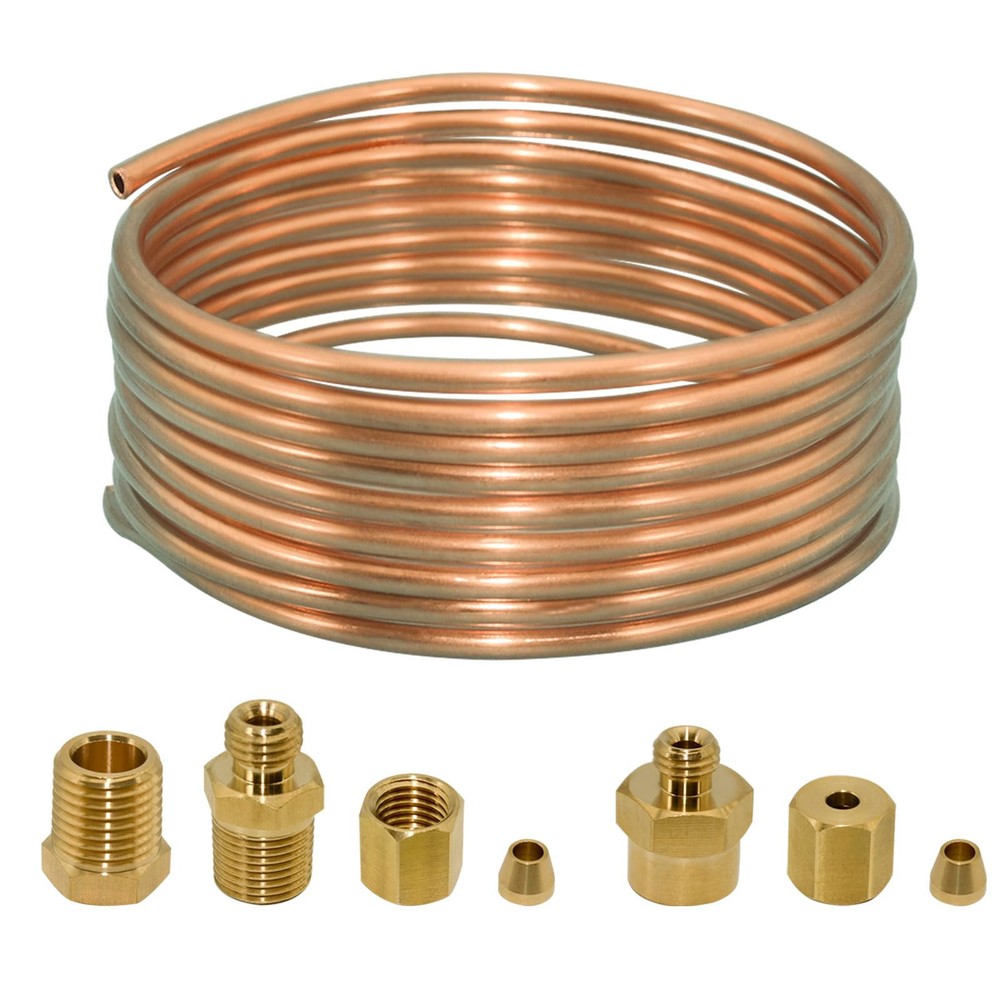 72-inch Copper Oil Pressure Gauge Tubing Kit with Threaded Parts
