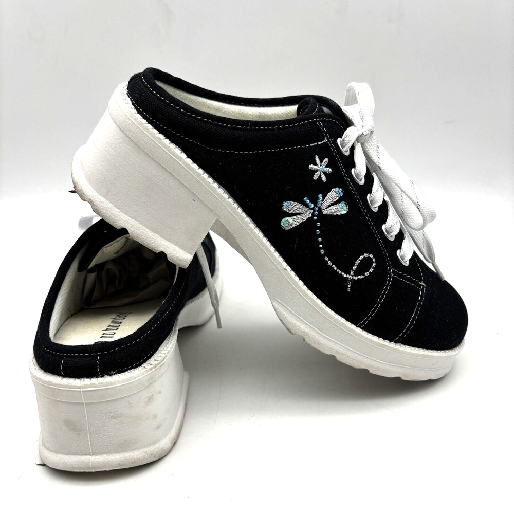 ヴィンテージ 90年代 Y2K 境界なし MICHELE オープンバックブロック ヒール プラットフォームスニーカー 8.5