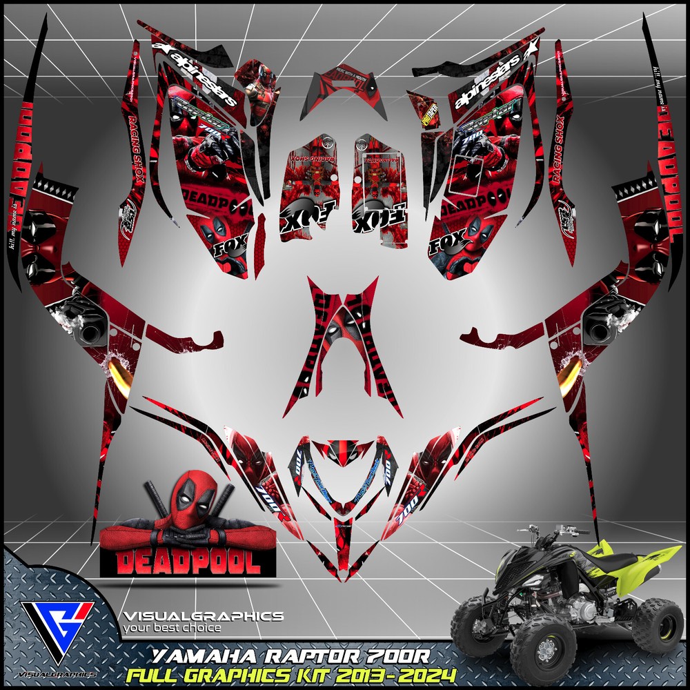 Yamaha Raptor 700 700R graphics kit 2013 2014 2017 to 2024 decals stickers atv