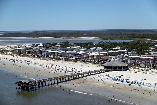 Photo:Tybee Island Georgia 2017 Aerial View Pier Beach Savannah