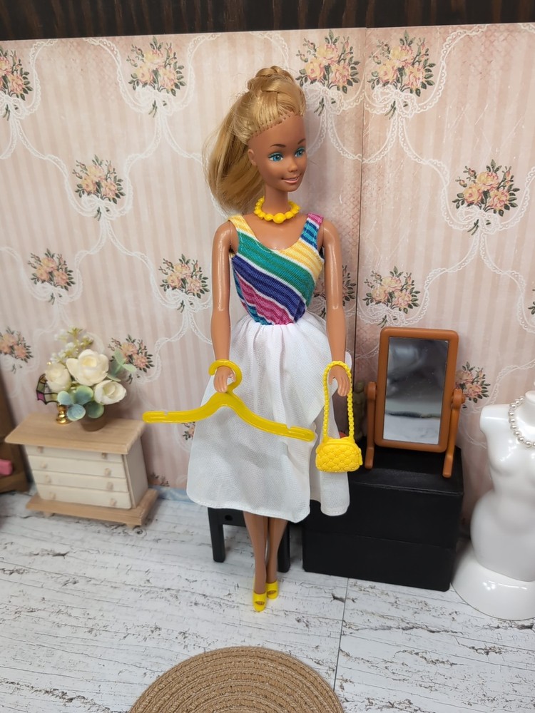 Vintage Barbie Outfit Mattel 1985 Tagged Fashion Fun Dress #2088 Purse, Shoes ++