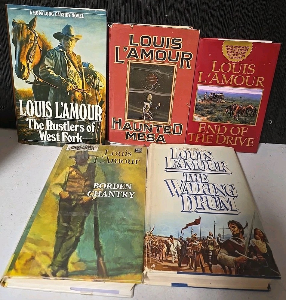 Lot of 5 Louis Lamour Western Novels Hardcovers Dust Jackets Vintage