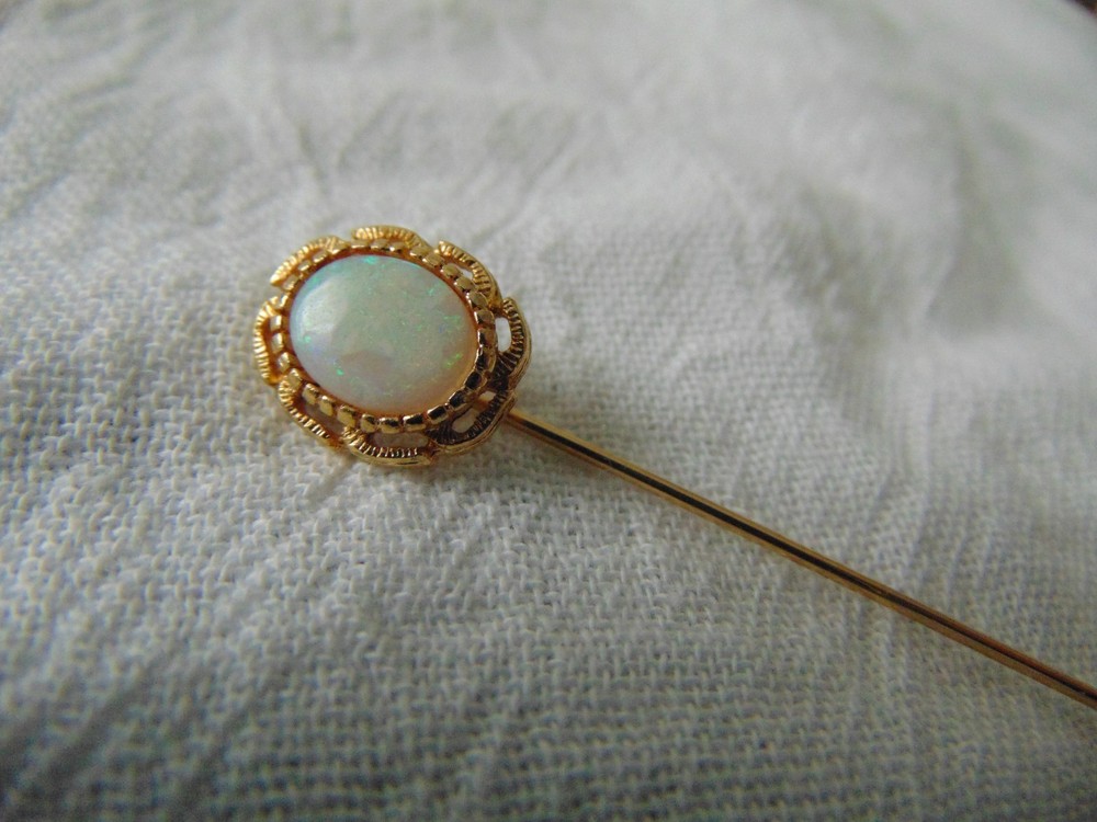 vintage gold plated Opal stick pin