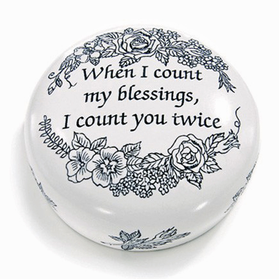 COUNT MY BLESSINGS SCRIMSHAW INSPIRED PAPERWEIGHT - INSPIRATIONAL GIFTS