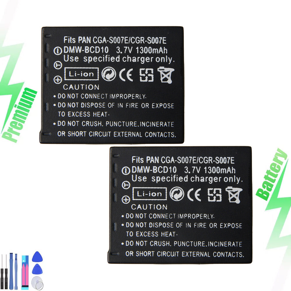 2x Battery for Panasonic Lumix CGA-S007 DMC-TZ1 DMC-TZ2 DMC-TZ3 DMC-TZ4