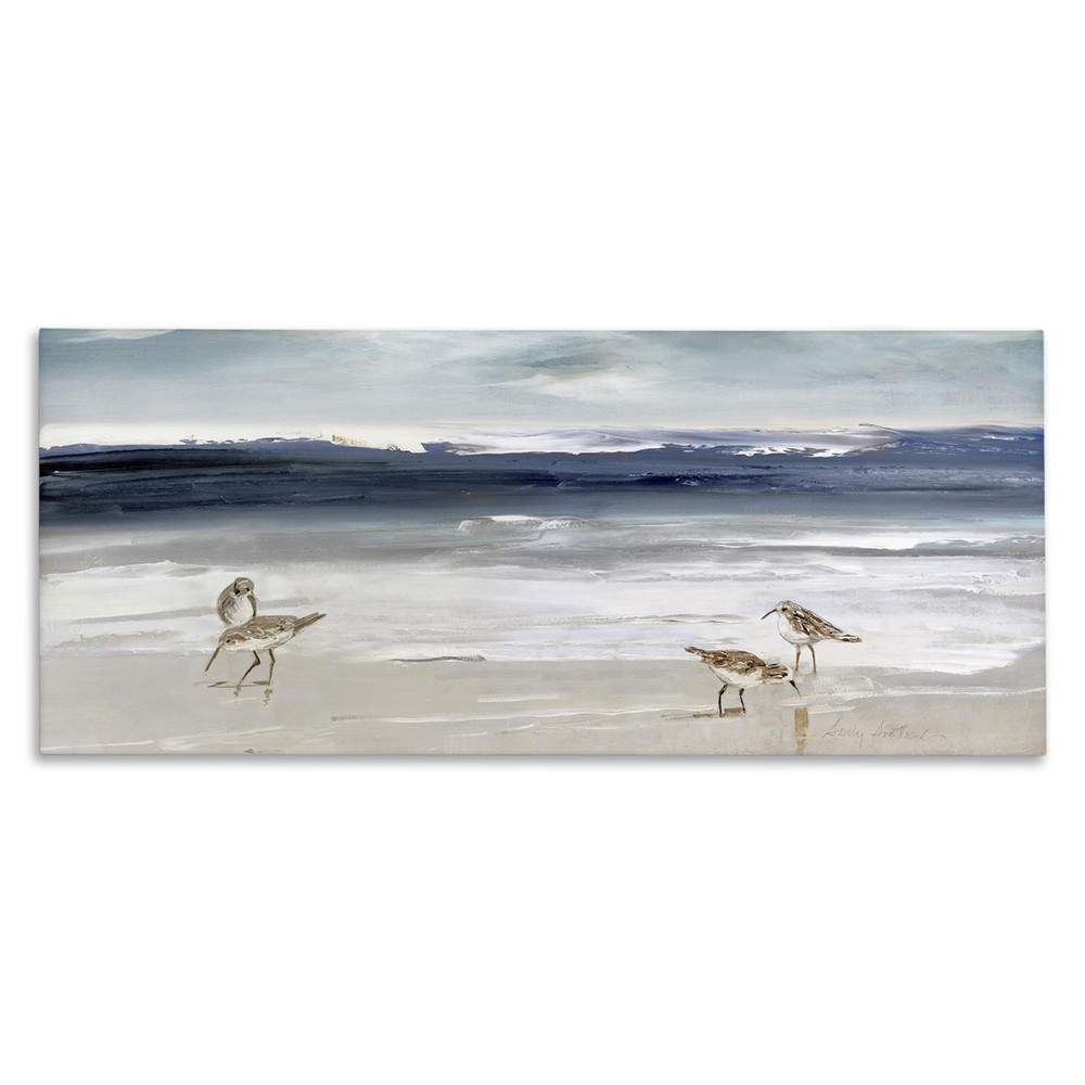 Sandpipers Grazing Sea Shore Canvas Wall Art, Design by Sally Swatland