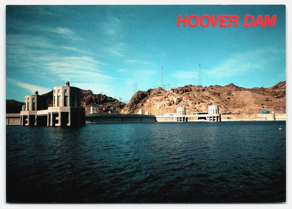 Vintage Outdoor Postcard Hoover Dam Colorado River Water Canyon Arizona Nevada
