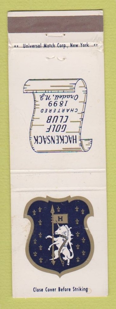 Matchbook Cover - Hackensack Golf Club Oradell NJ WEAR