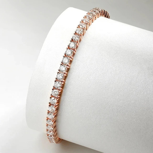9Ct Round Cut Lab-Created Diamond Tennis Bracelet 14K Rose Gold Plated 7.5 Inch