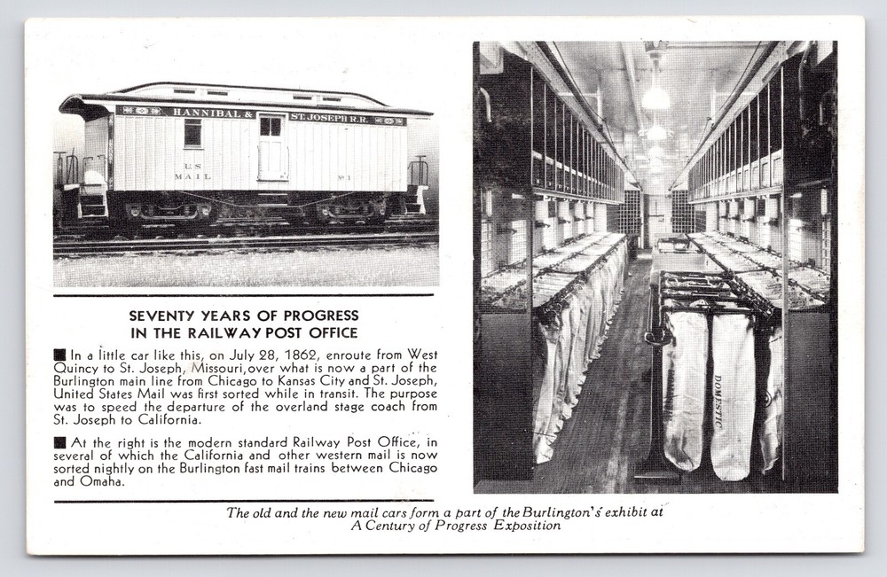 1933~Burlington Exhibition~Century of Progress~Railway Post Office~VTG Postcard