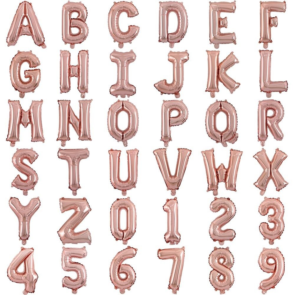 36-Piece Rose Gold Custom Letter Balloons Kit 16-Inch DIY Wedding Banner