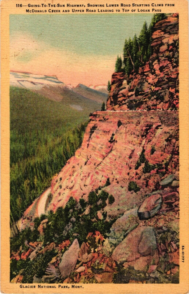 MONTANA Glacier National Park Going to the Sun Highway MT Vintage Postcard