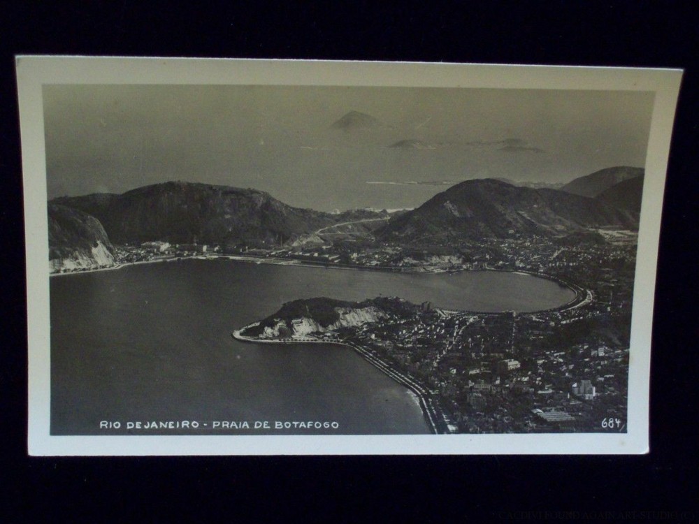 Real Photo Postcard Rio De Janeiro Brazil Botafogo Beach Vintage View RPPC