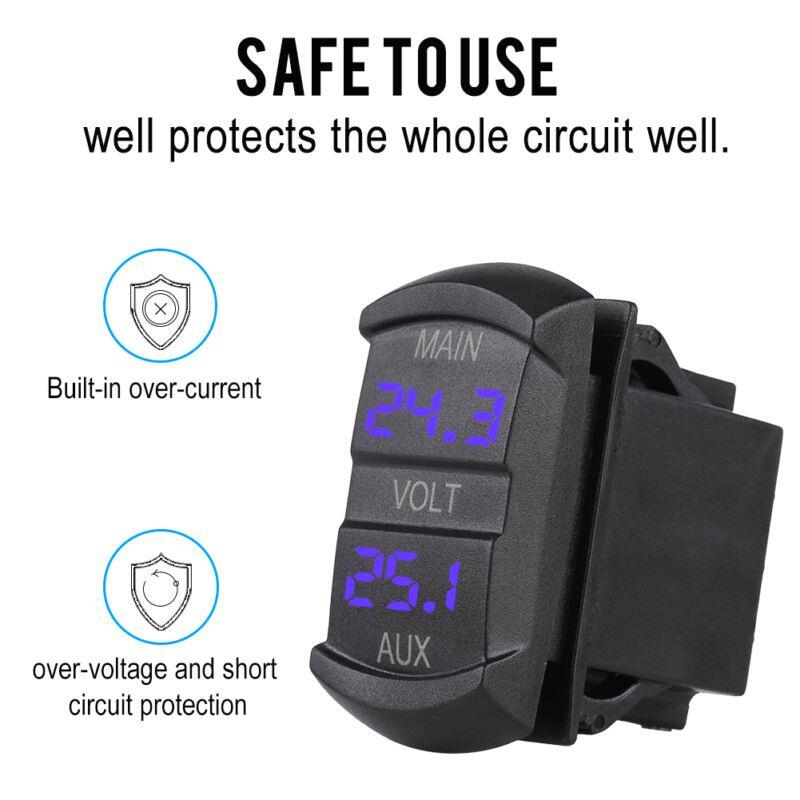 12V/24V Digital Dual Voltmeter Gauge for Car RV Battery Monitor  