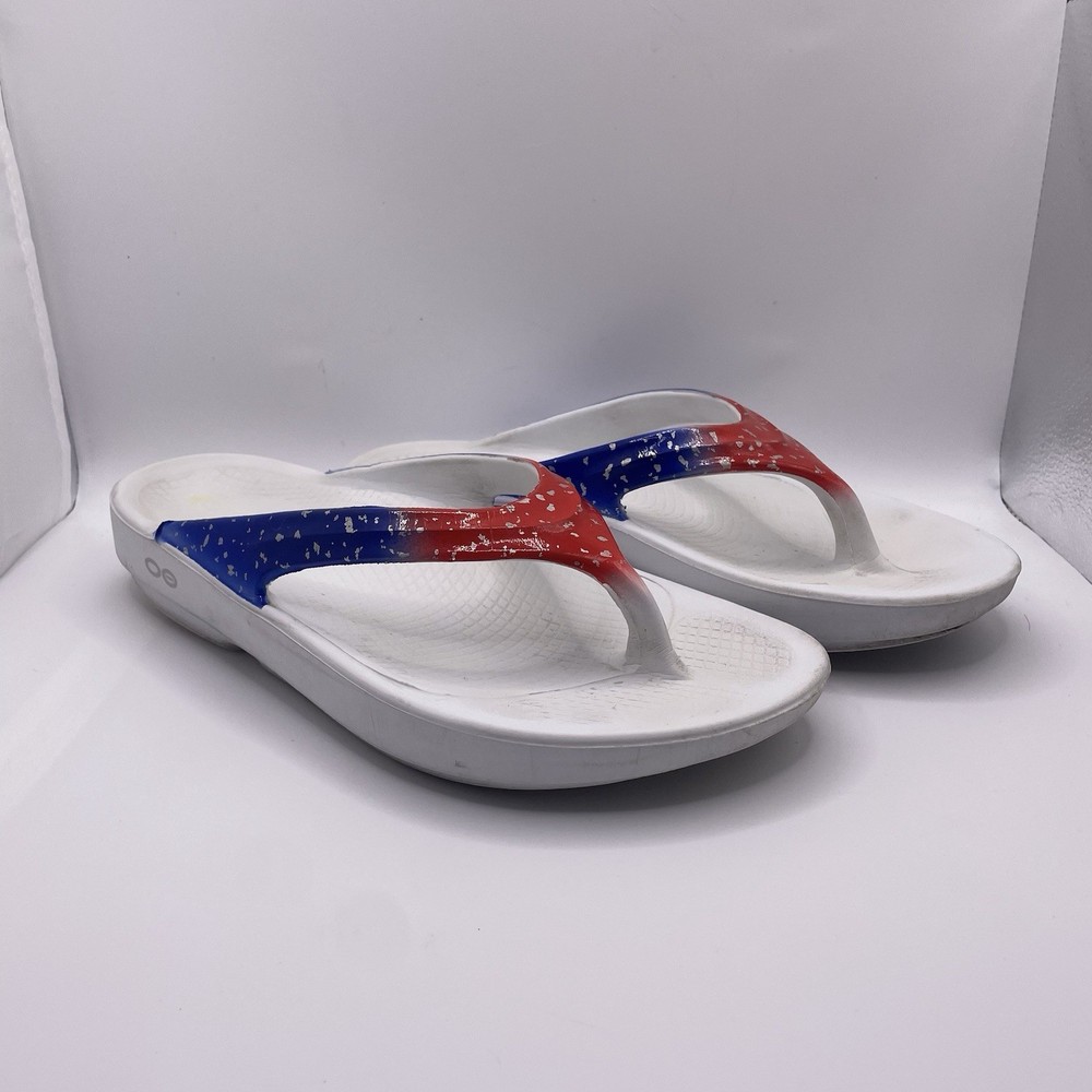 Oofos OOlala Sandals Women's Size 6 4th of July Ready USA Thong Limited Release
