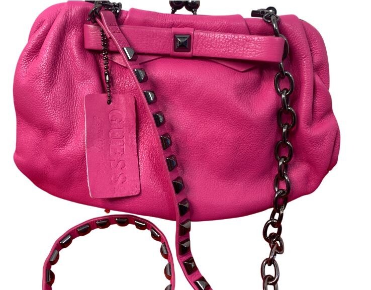 Guess Hot Pink Shoulder Bag Crossbody Clutch Clasp Heavy Purse