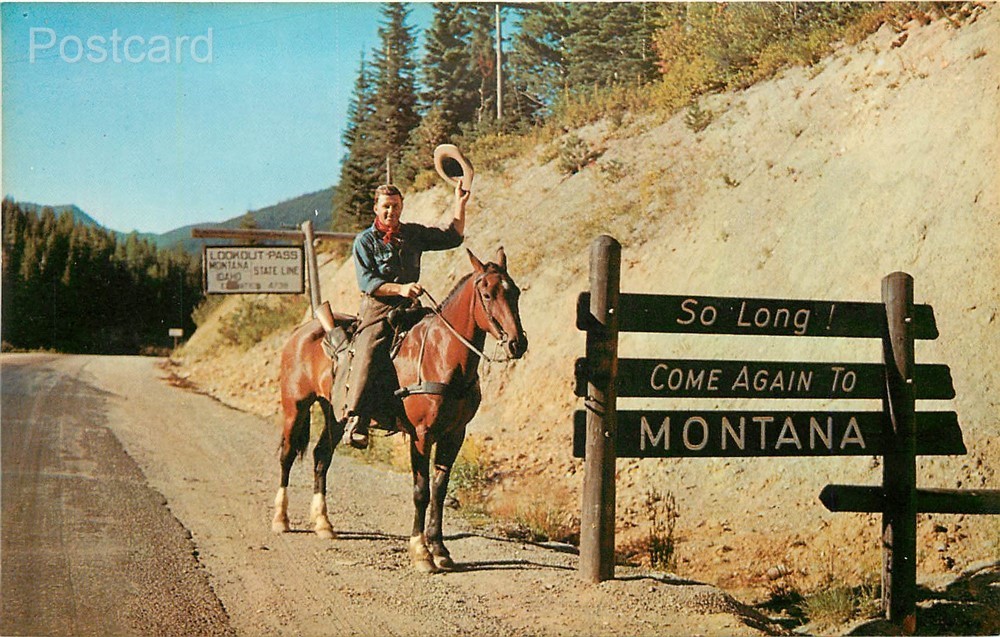 MT, Montana, Gate of Exit, Man on Horse, Dexter Press No. 18258-B