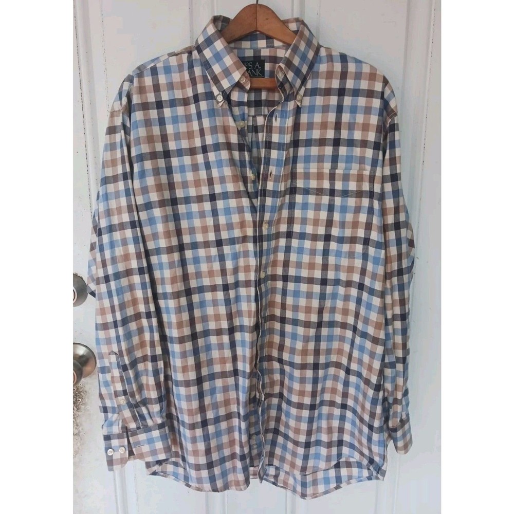 Jos A Bank Shirt Mens Medium Executive Collection Button Down Gingham Check