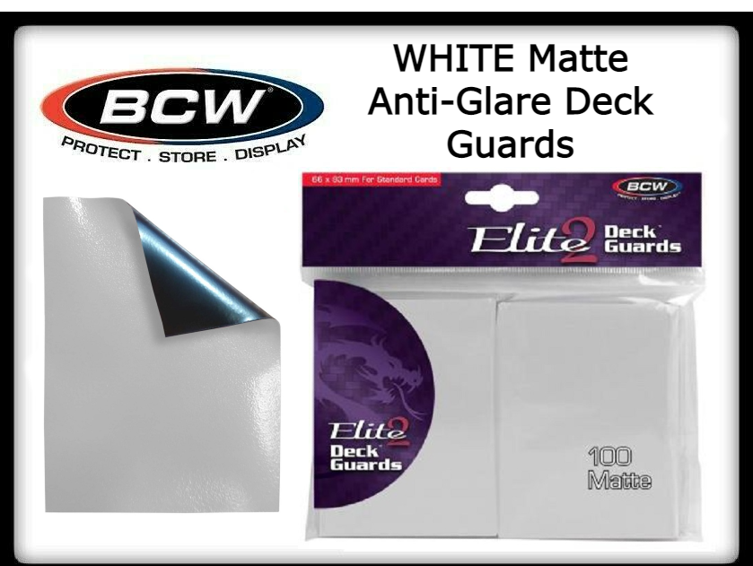 100 BCW White Matte Deck Guards for Standard Cards - Anti-Glare Sleeve Protectors
