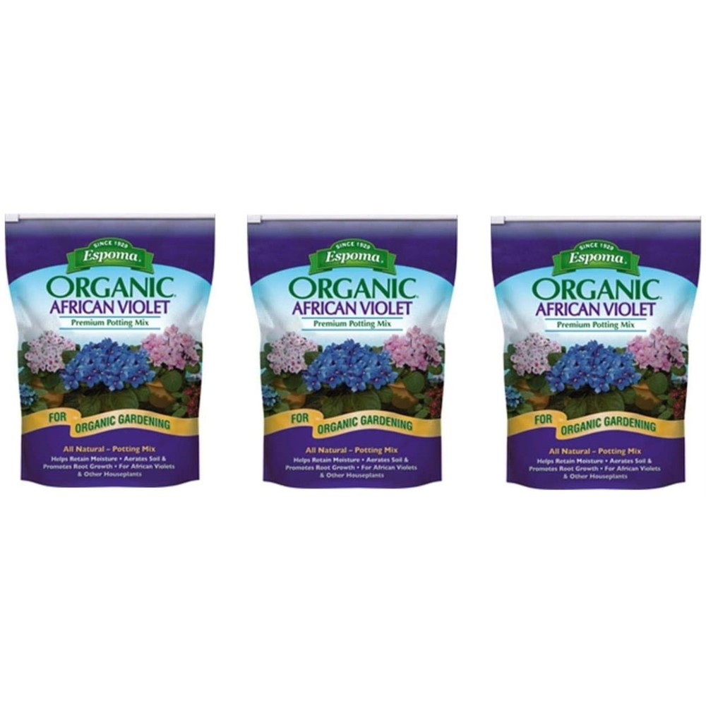 Espoma (#AV4) Organic African Violet Potting Mix, 4 Quart (3 Pack)