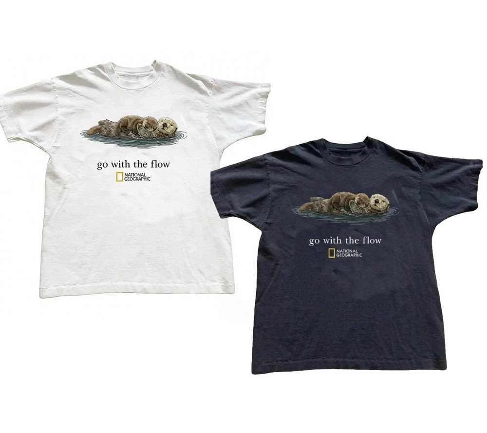 NEW!!! Go With The Flow Otter National Geographic reprint T-Shirt
