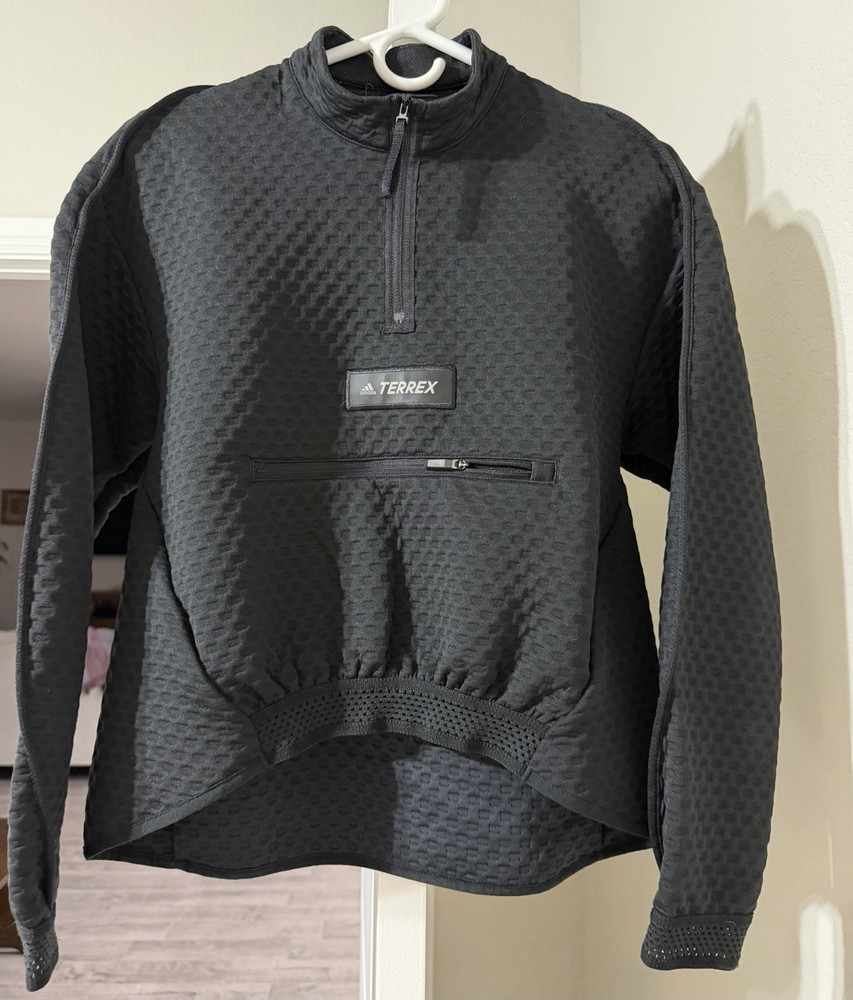 adidas Terrex Women's Black 1/4 Zip Mock Neck Athletic Pullover S