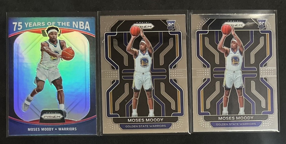 Moses Moody | 2021-22 Panini Prizm Rookie/75 Years of the NBA Lot x3 - Warriors
