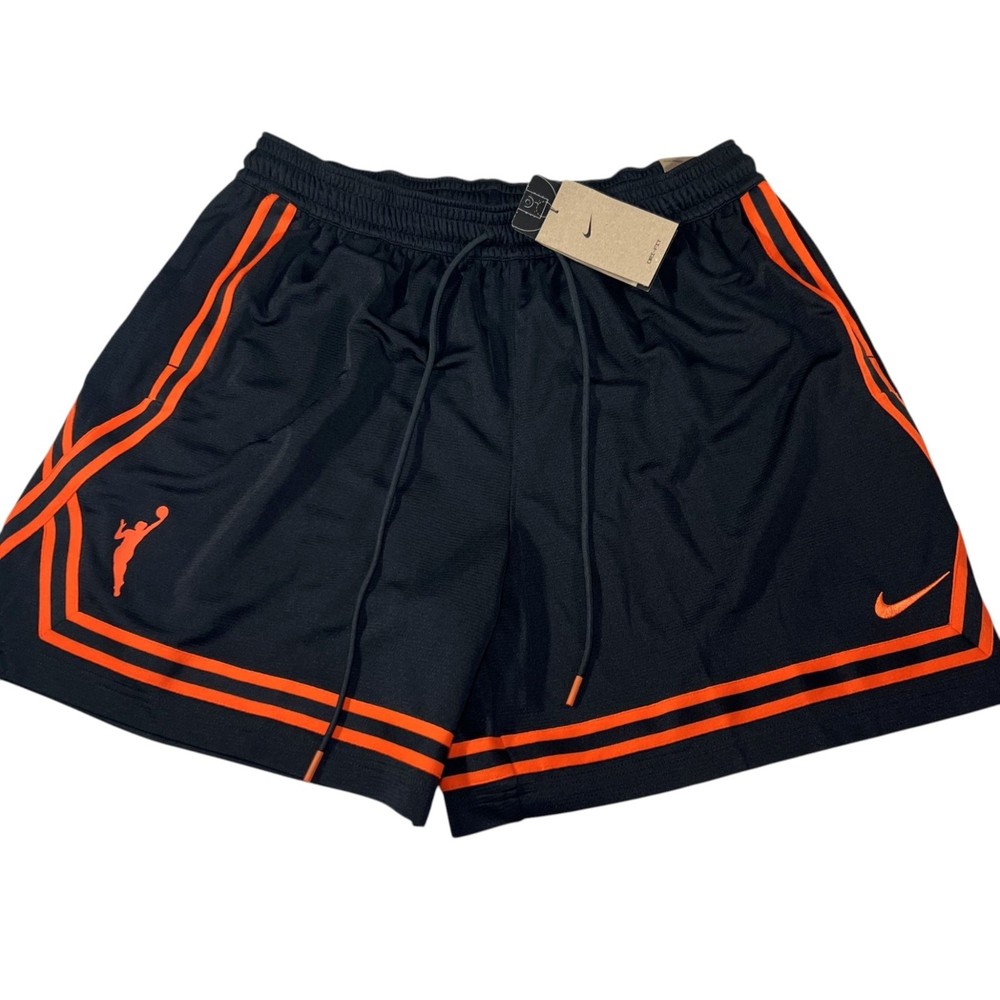 Nike Dri-Fit Womens WNBA Black And Orange Athletic Basketball Shorts Size XL NWT