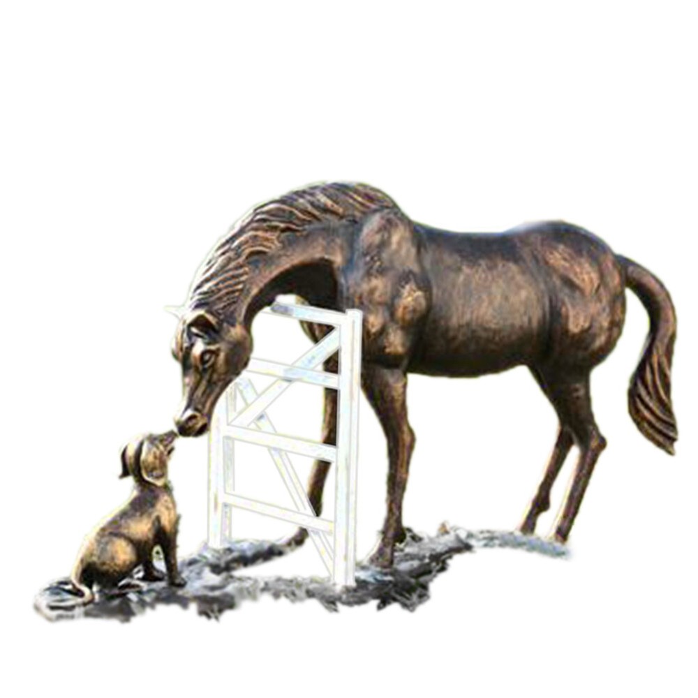 Bronze Finish Barnyard Pals Horse and Dog Garden Sculpture