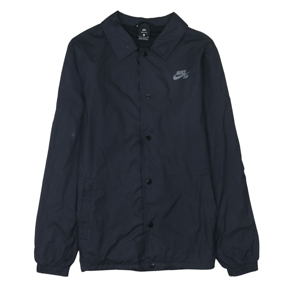 Nike Mens SB Coach Jacket Black Button Front Lightweight Skate Windbreaker S