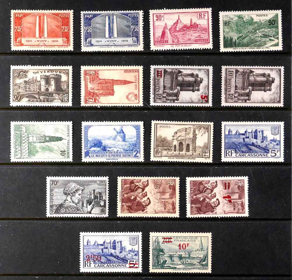 France: 1933-40 Stamps Unused With Set