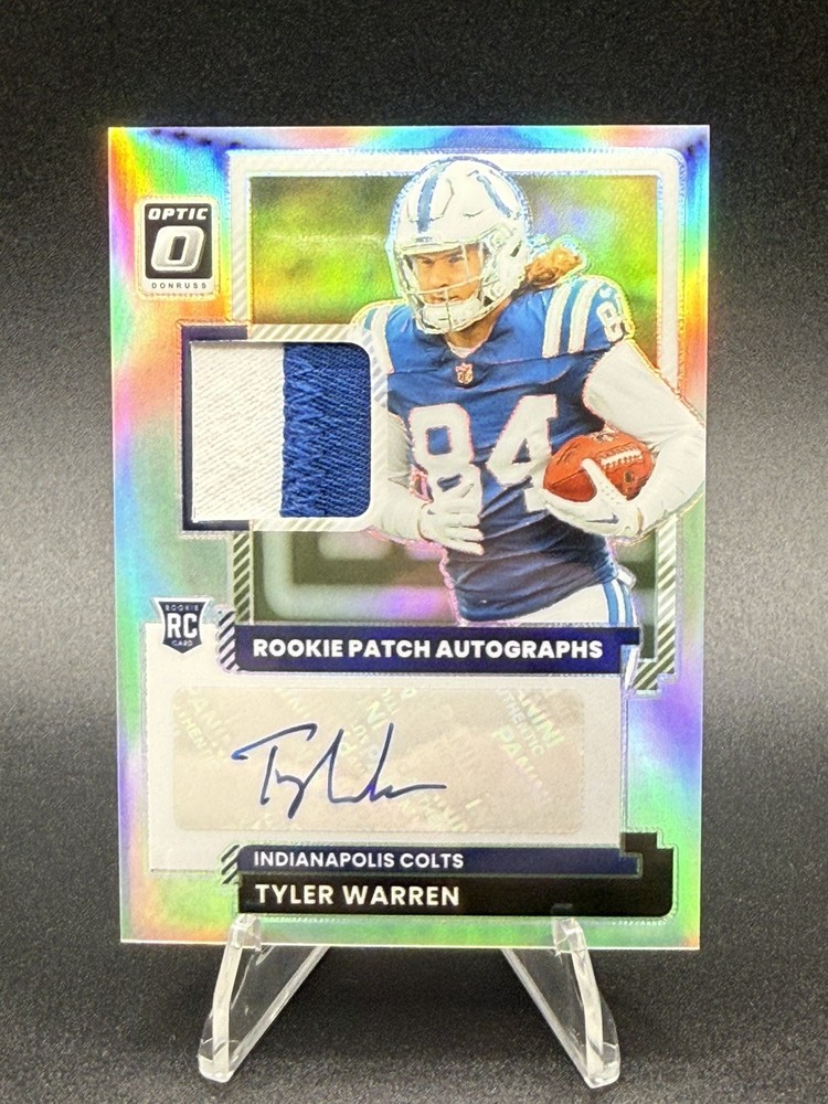 2025 Panini Optic AUTO Patch Silver Prizm Tyler Warren Indianapolis Colts /35 RC