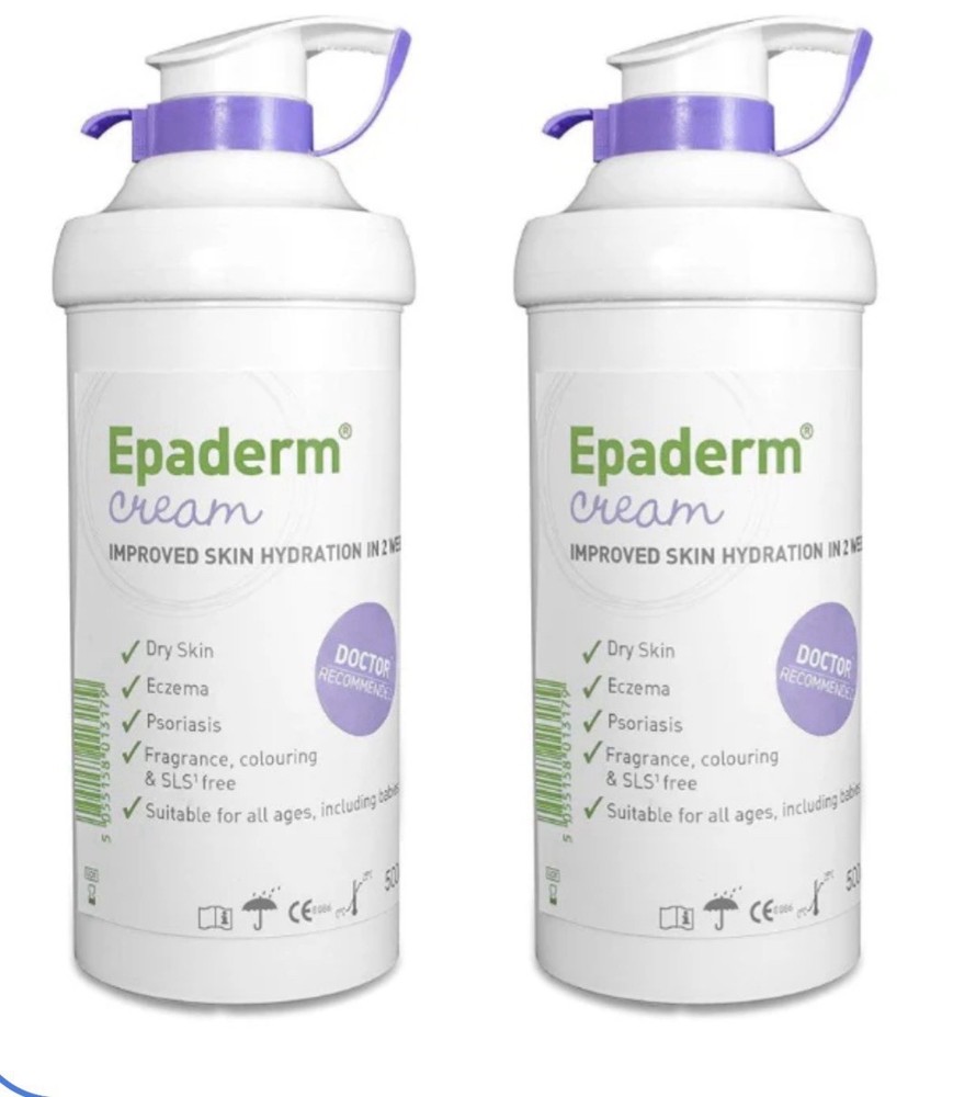 2x Epaderm 2-in-1 Emollient and Skin Cleanser Cream  500g