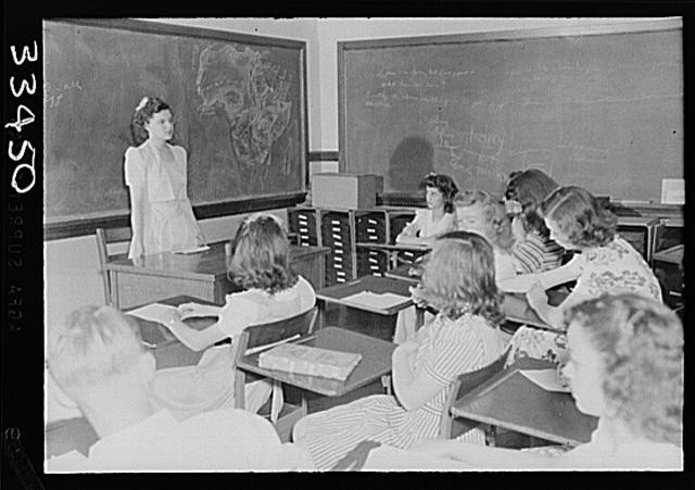Photo:1950s Classroom Teacher Women Students Blackboard School Lesson