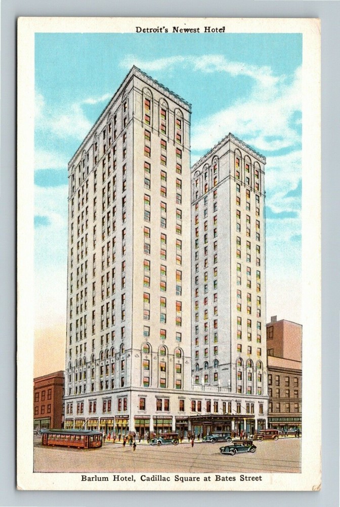 Detroit MI-Michigan, Barlum Hotel Vintage Souvenir Postcard