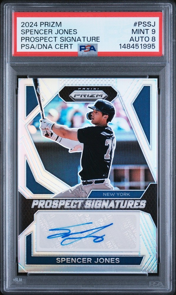 2024 Panini Prizm Spencer Jones Prospect Signatures Auto PSA 9 New York Yankees