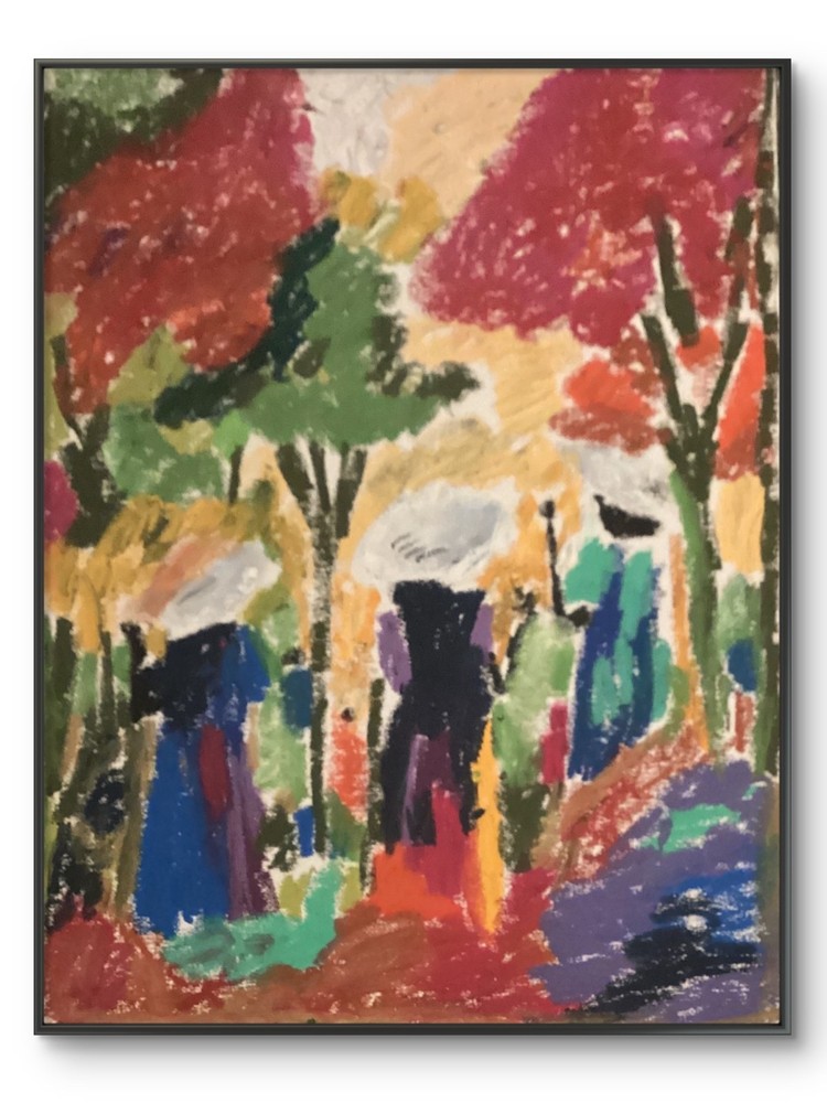Figurative Abstract Expressionist Art 11 by 14 Oil Pastel on Canvas Panel