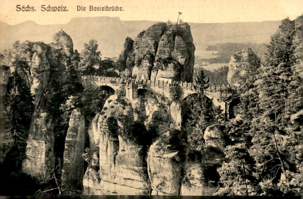 Basteibrücke in Sächs. Schweiz, 1424 Postcard