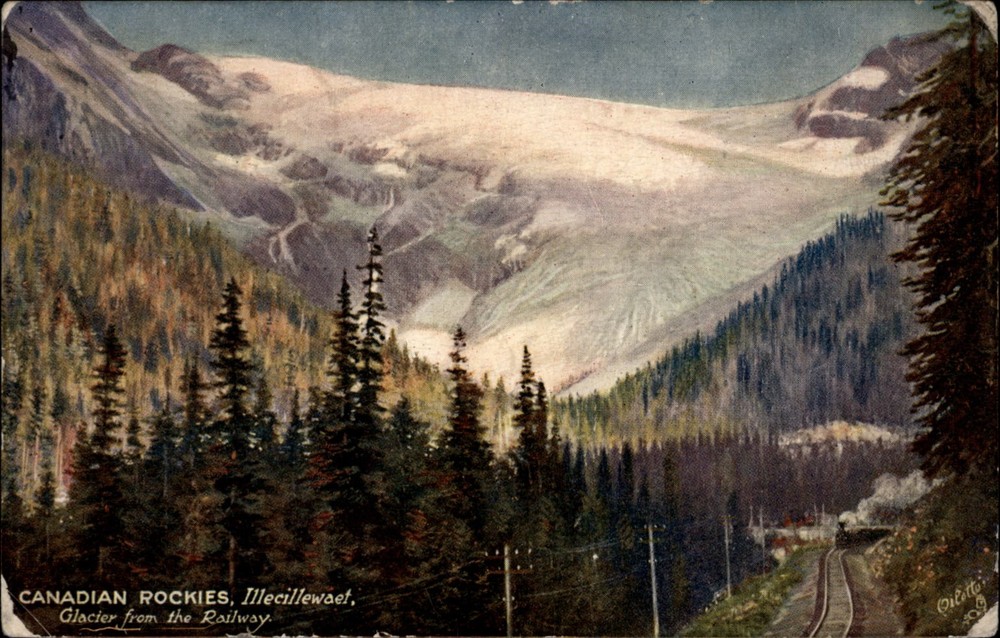 Glacier Illecillewaet Canadian Rockies view vintage postcard h657