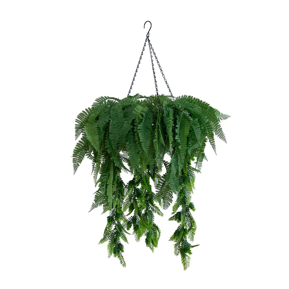 39-in UV Resistant Artificial Mixed Ferns Plant in Hanging Ring (Indoor/Outdoor)