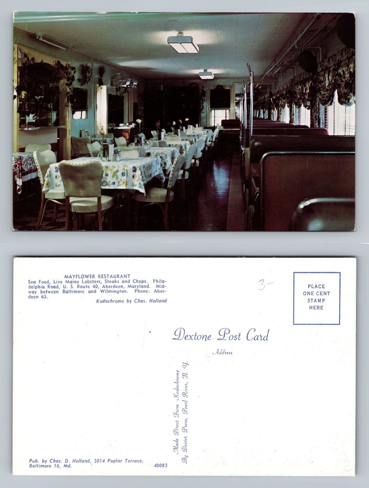Aberdeen, MD-Maryland, Mayflower Restaurant Interior Scene Vintage Postcard
