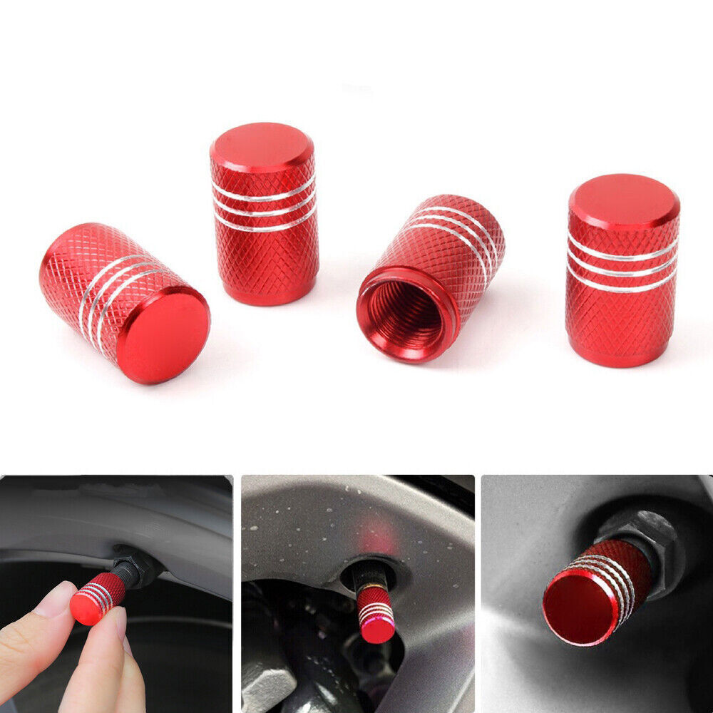 4x Aluminium Car Wheel Tyre Valve Stems Air Dust Covers Screw Caps Accessories