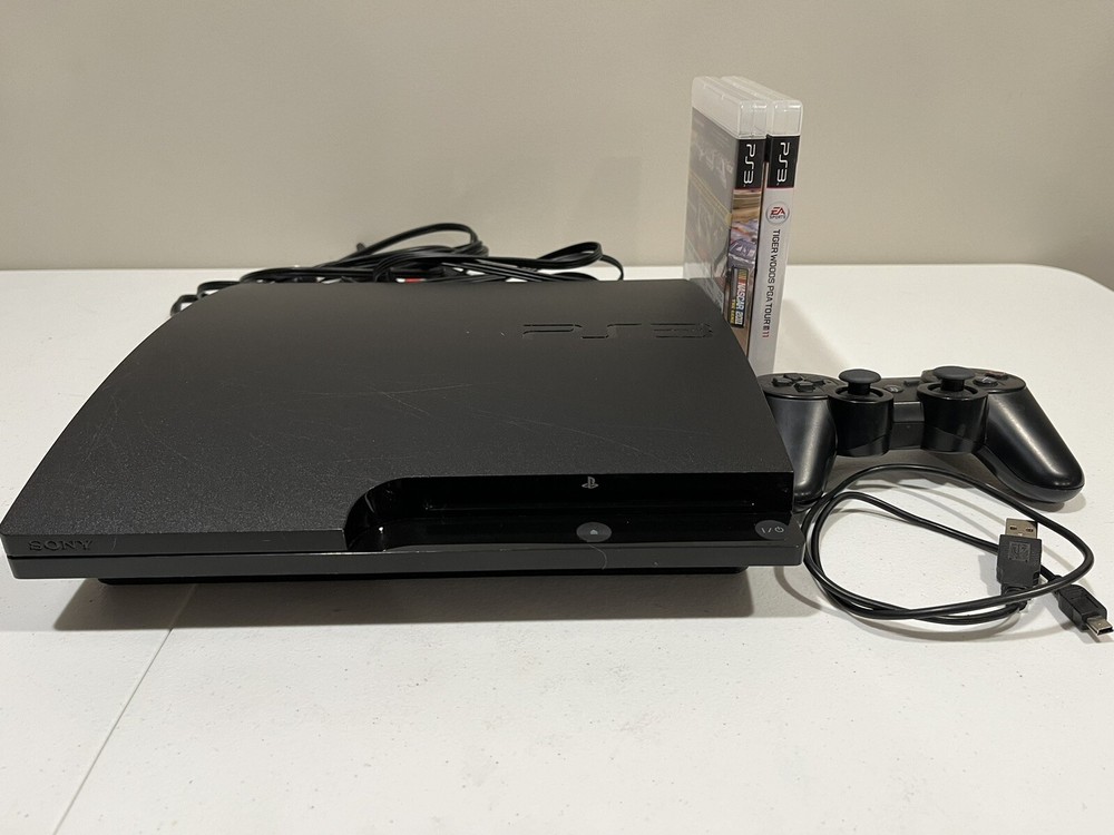 Sony PS3 Slim 160GB Console with OEM Controller Cords Games Tested