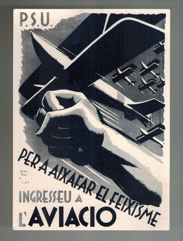 Mint Spain Civil War Postcard PSU Military Aviation to Fight Fascism